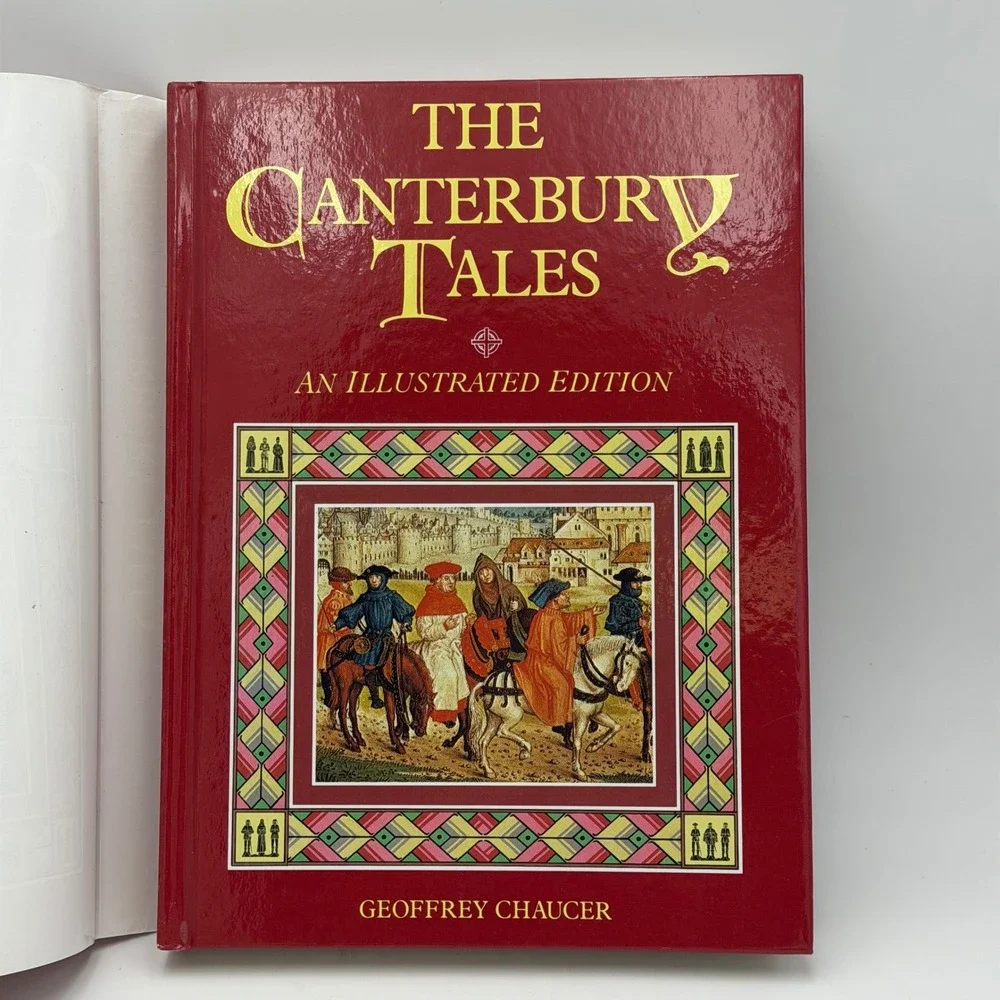 The Canterbury‎ Tales Geoffrey Chaucer Illustrated Edition Hardcover 1992 Red